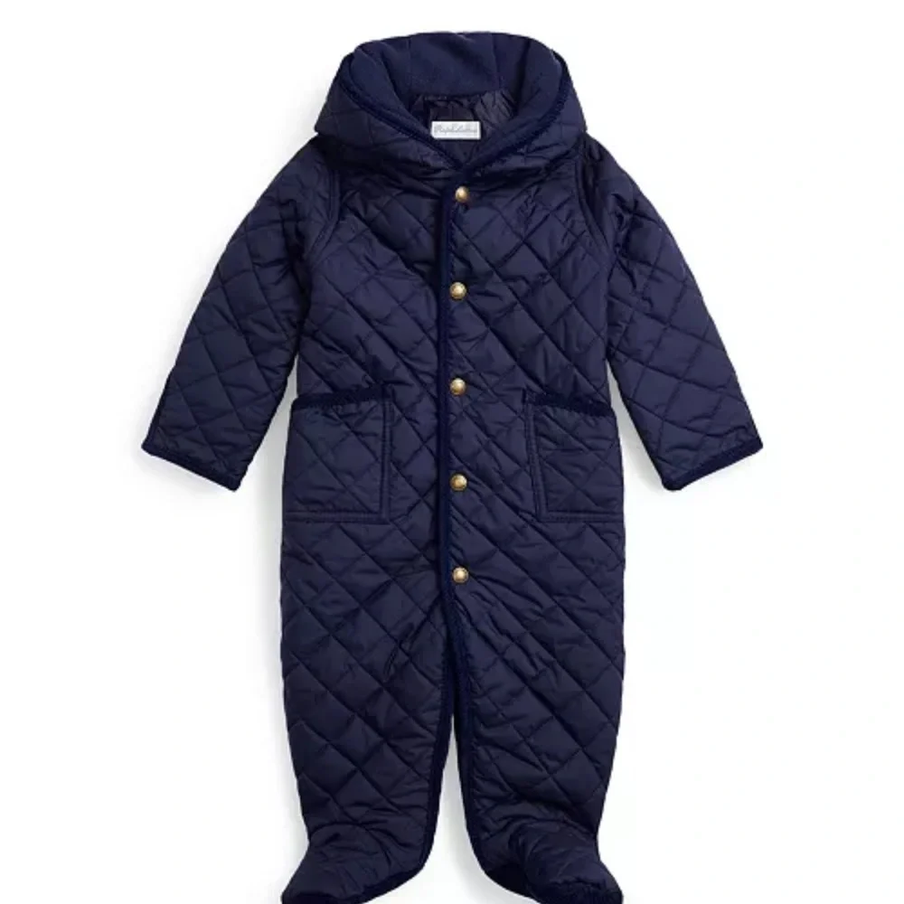 Ralph Lauren water repellent Navy Quilted Baby Snowsuit